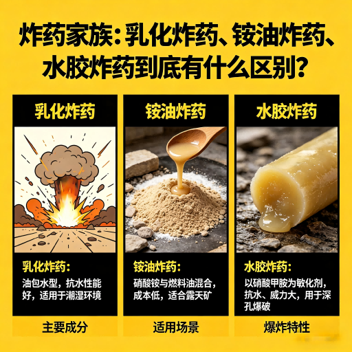 沙依巴克炸药家族：乳化炸药、铵油炸药、水胶炸药到底有什么区别？